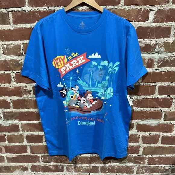 Disney T-Shirt Adult XL Blue Play In The Park Pirates Of The Caribbean NWT - Picture 1 of 5